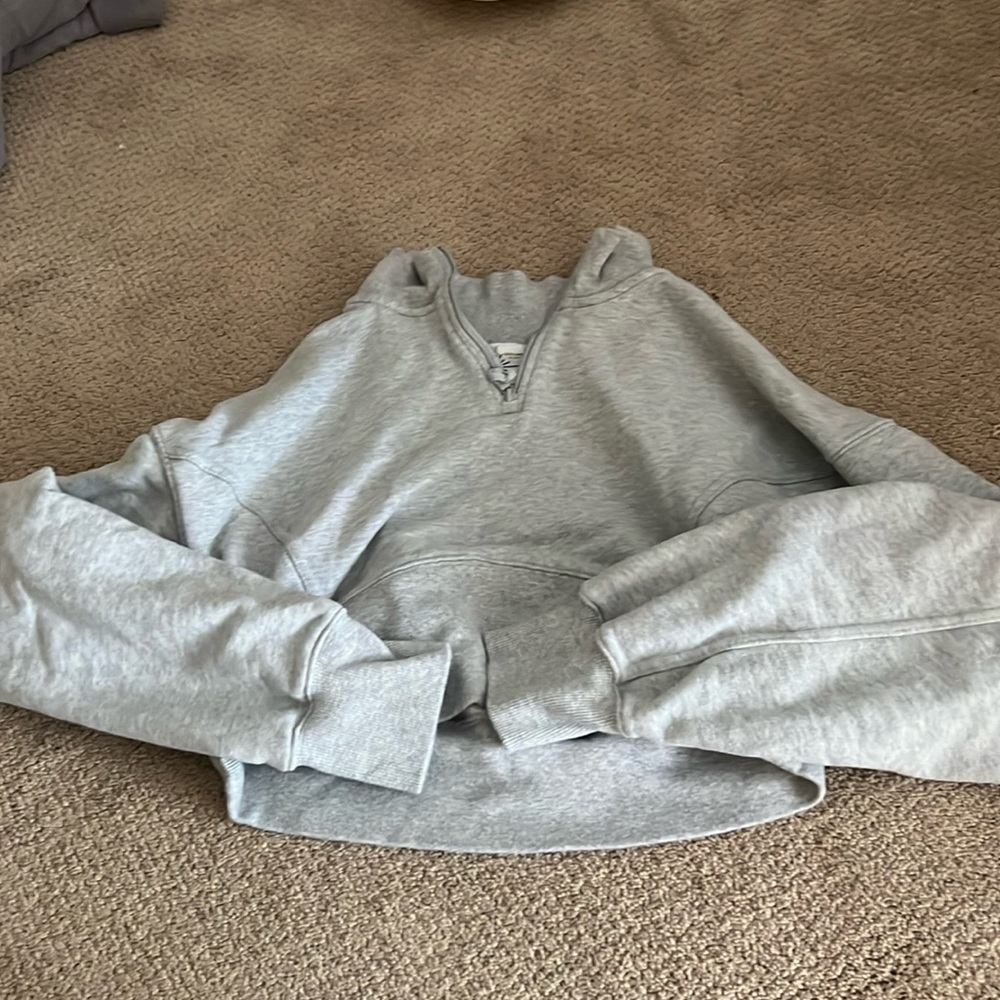 Gray quarters zip, airy sweatshirt, size: XL
